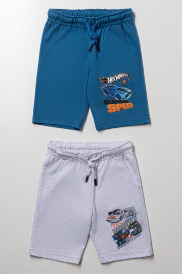 2 Pack Hot Wheels Shorts Blue And Grey