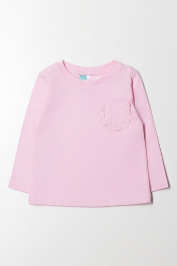 Long Sleeve Pocket T-Shirt Pink