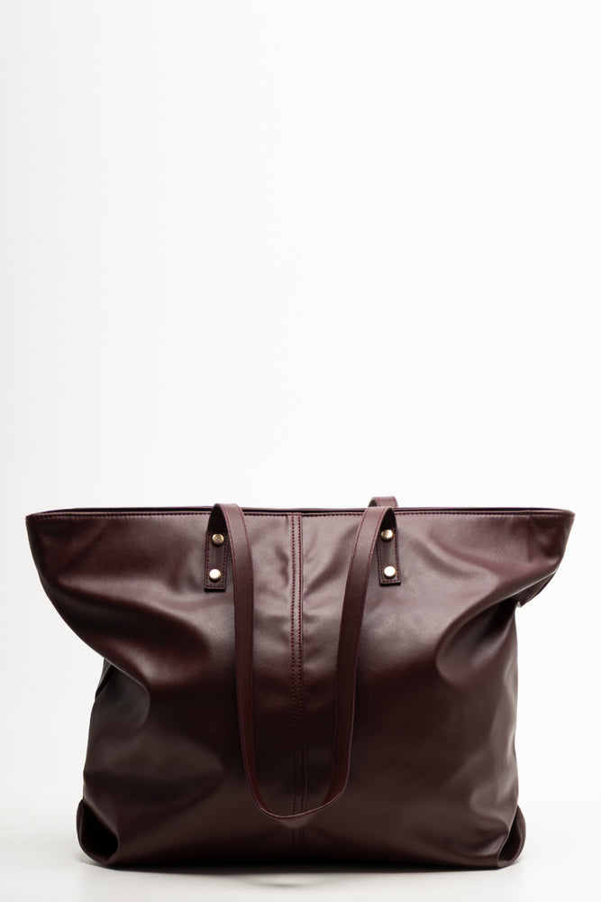 Patent Tote Bag Burgundy