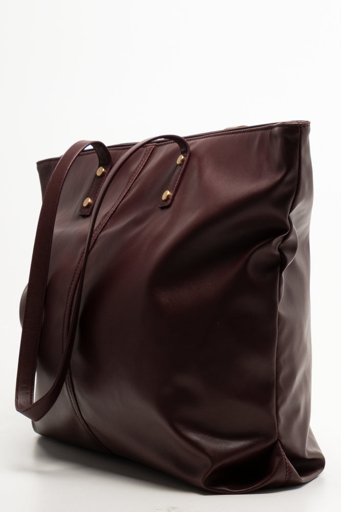 Patent Tote Bag Burgundy