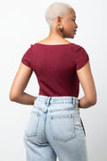 Cap Sleeve Knit Top Burgundy (2)