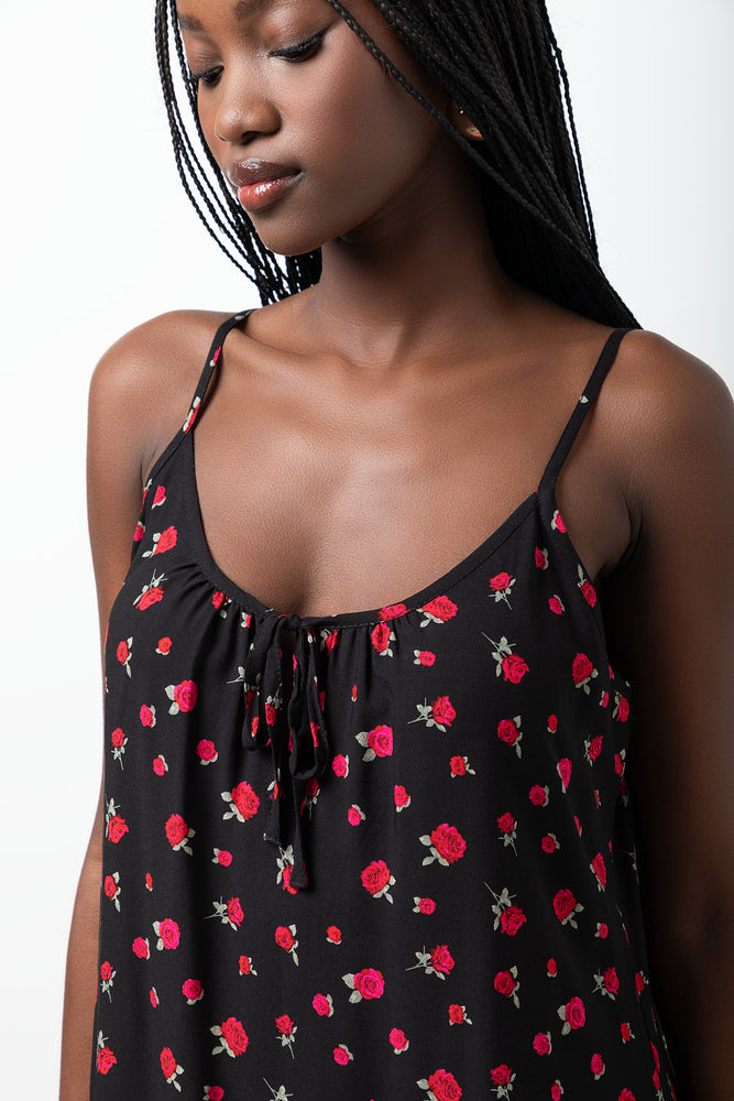 Rose Strappy Dress Black (3)