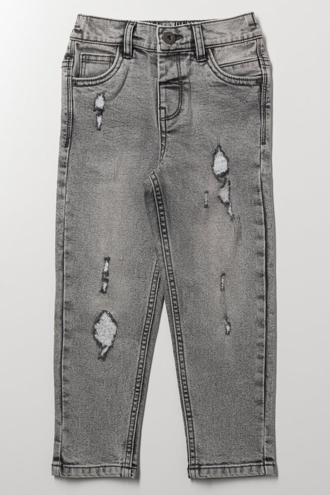 Rip And Repair Skinny Denim Jeans Grey