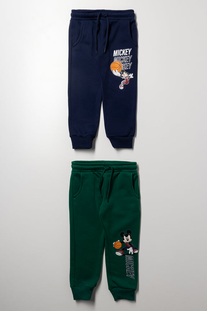 Mickey Mouse 2 Pack Trackpants Green And Navy