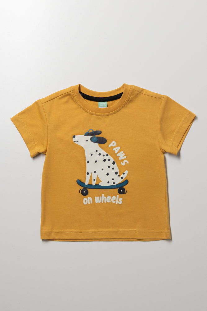 Paws On Wheels Short Sleeve T-Shirt Yellow