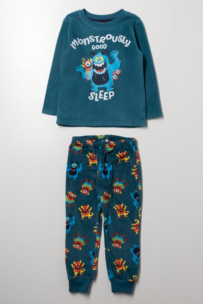 Monster Long Sleeve Pyjama Set Blue