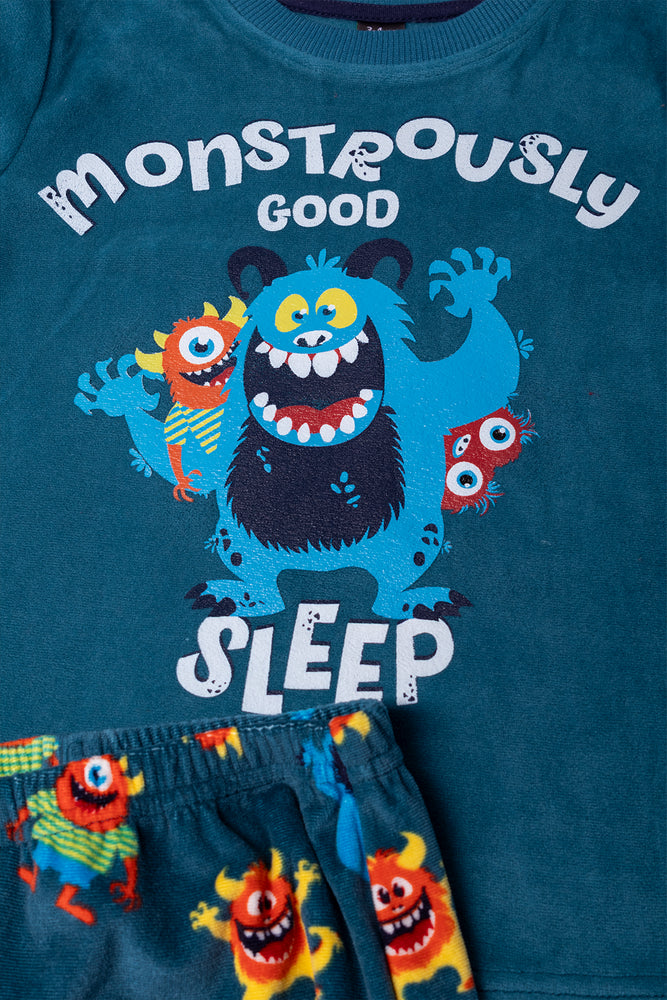 Monster Long Sleeve Pyjama Set Blue (1)