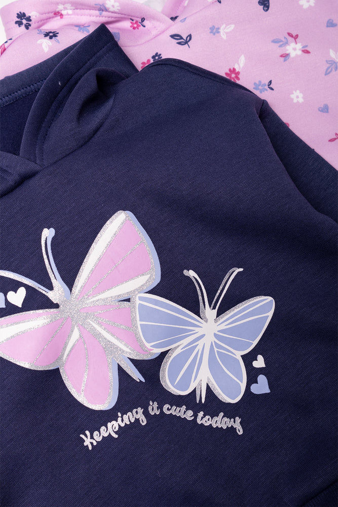 2 Pack Butterfly Hoodies Navy And Pink