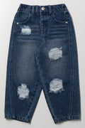 Barrel Leg Denim Jeans Dark Blue
