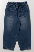Barrel Leg Denim Jeans Dark Blue (2)