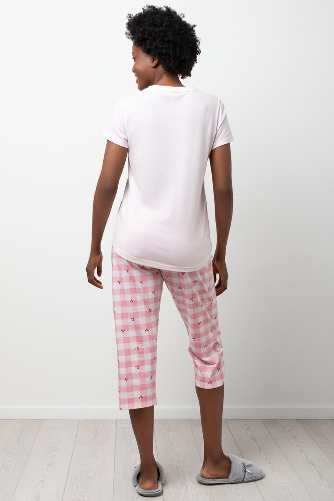 Cherry Check Capri Pyjamas Pink (2)