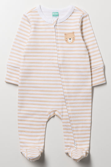 Stripe Babygrow Natural