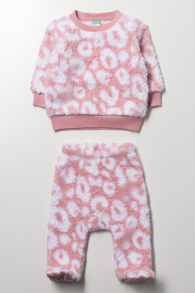Leopard Sherpa Set Pink