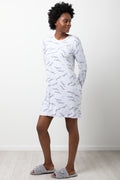 Script Long Sleeve Sleepshirt Grey (1)