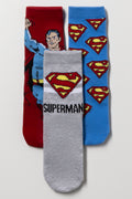 Superman 3 Pack Socks Red, Blue & Grey