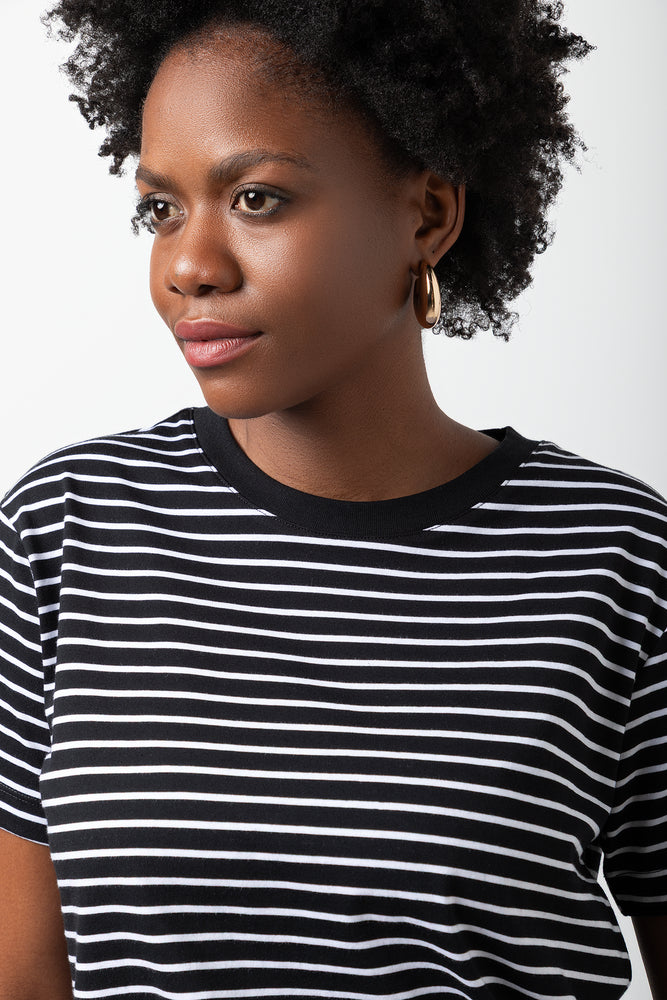 Stripe Short Sleeve T-Shirt Black And White (3)