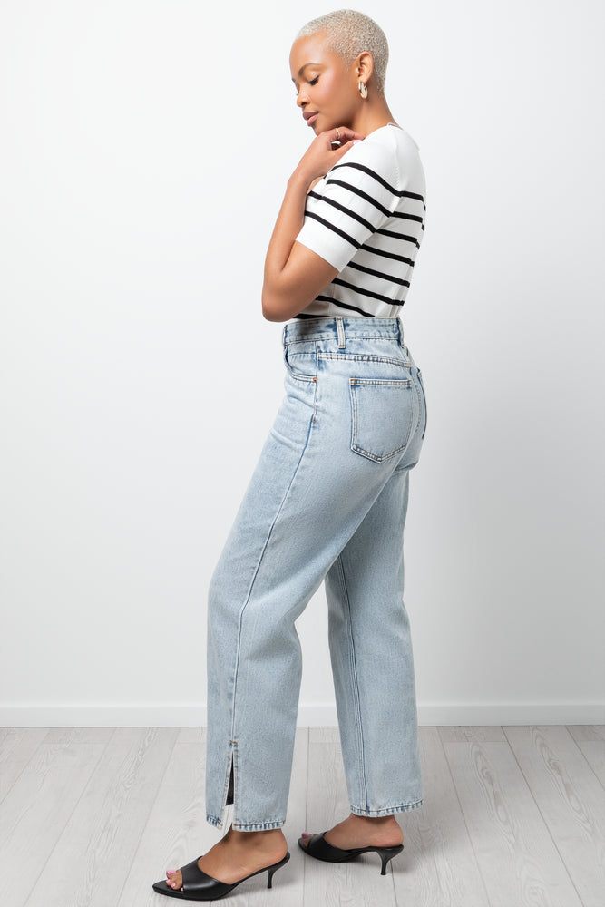 Crew Neck Knit Top Black And White