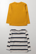 2 Pack Long Sleeve T-Shirts White & Ochre (2)