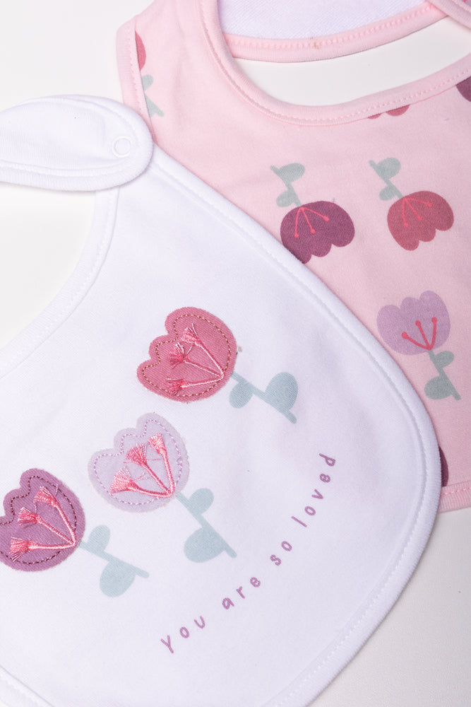 2 Pack Bibs Pink And White