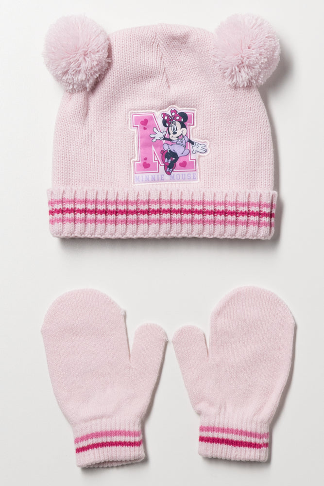 Minnie Mouse Beanie And Gloves Set Pink