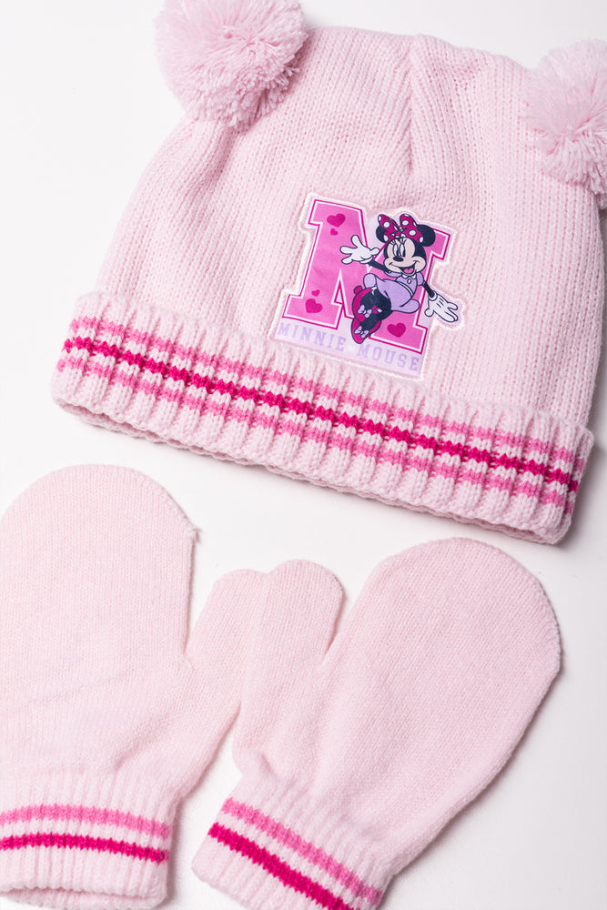 Minnie Mouse Beanie And Gloves Set Pink