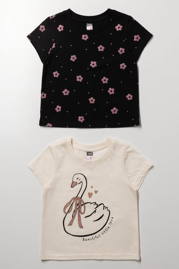 Graphic Swan Print T-Shirt Pack