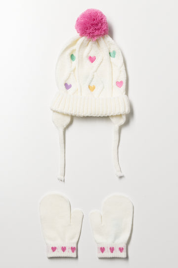 Trapper Hat Set White