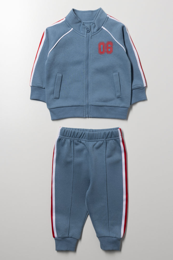 Zip Through Sporty Tracksuit Blue