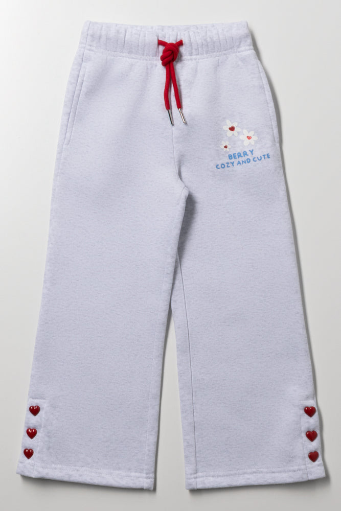 Side Slit Wide Leg Trackpants Light Grey (1)