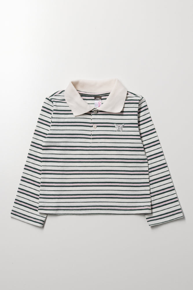 Long Sleeve Golfer Green And Cream