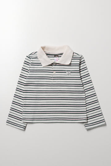 Long Sleeve Golfer Green And Cream