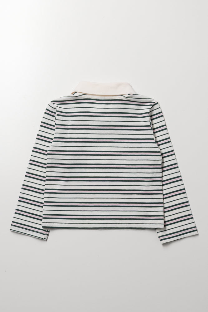 Long Sleeve Golfer Green And Cream (2)