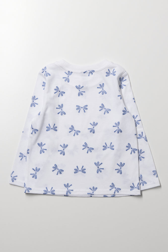 Glitter Bow Long Sleeve T-Shirt White (2)