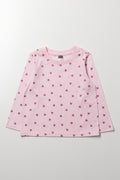 Glitter Heart Long Sleeve T-Shirt Pink