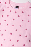Glitter Heart Long Sleeve T-Shirt Pink (1)