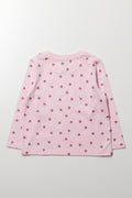 Glitter Heart Long Sleeve T-Shirt Pink (2)
