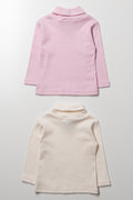 2 Pack Rib Polonecks Pink And White (2)