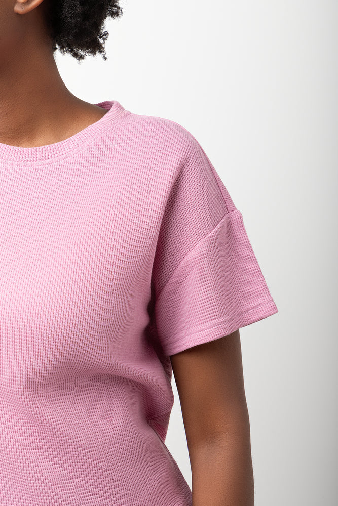 Waffle Shorts Set Pink (2)