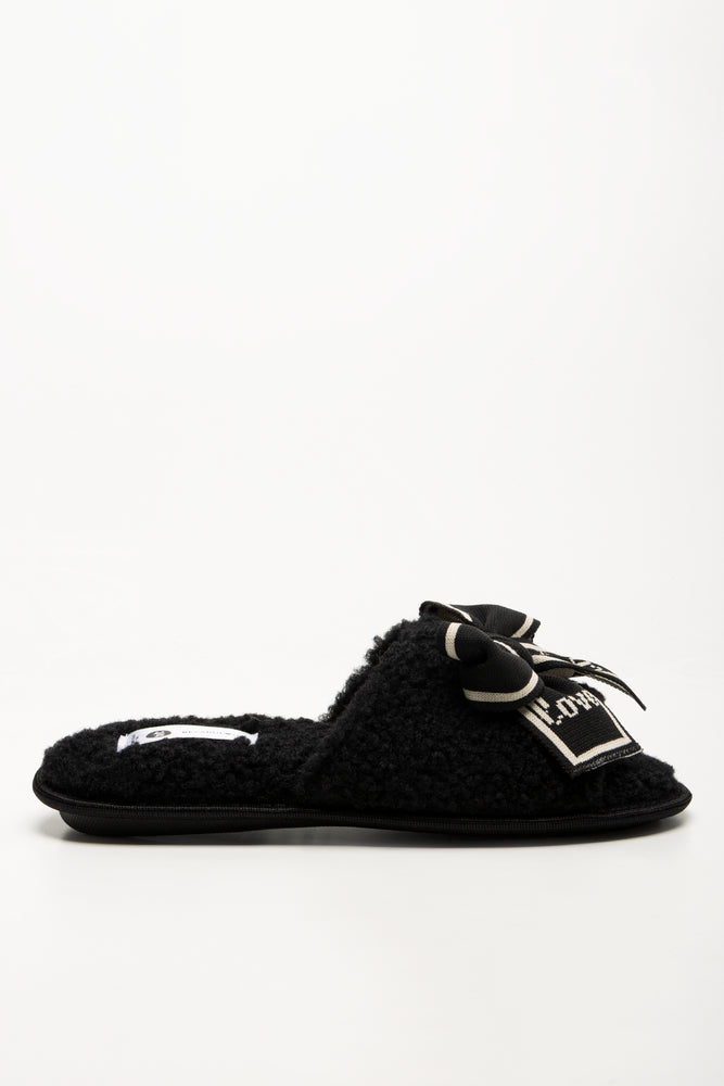 Bow Love Slippers Black