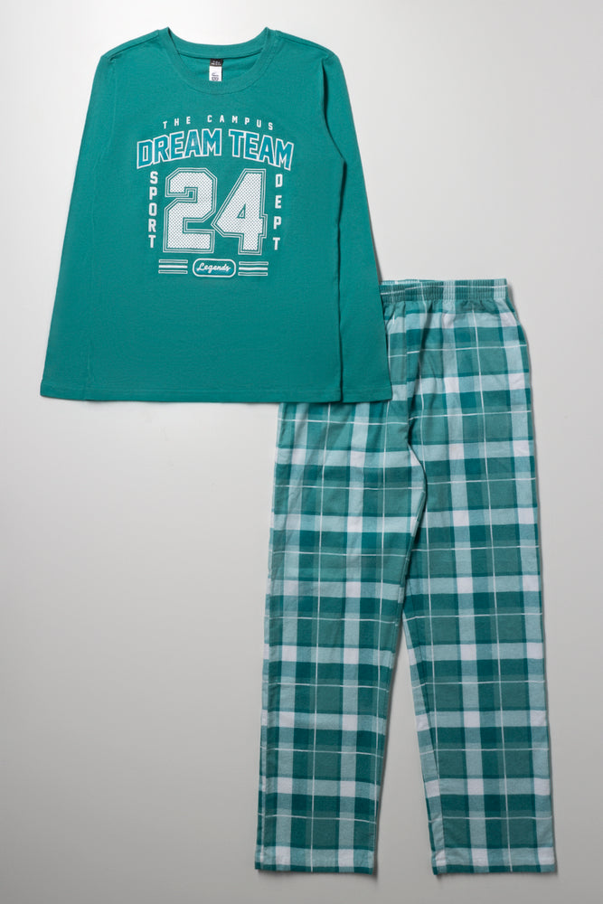 Long Sleeve Knit Pyjamas Teal