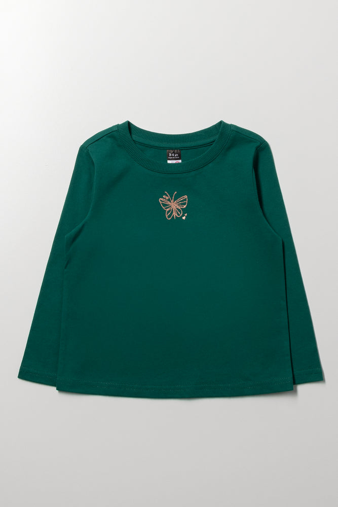 Butterfly Long Sleeve T-Shirt Dark Green