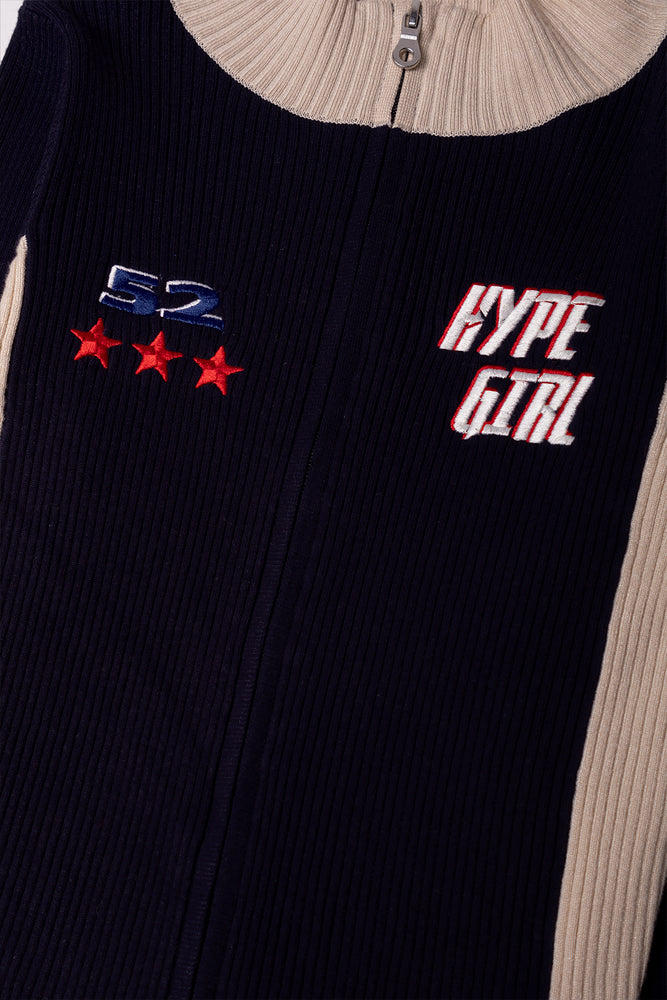 Zip Through Knit Jersey Navy (1)