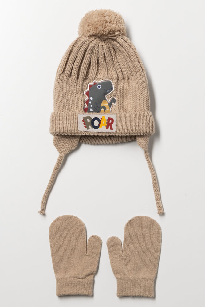 2 Piece Trapper Hat Set Natural