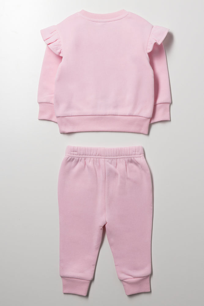 Frill Sleeve Tracksuit Pink (3)