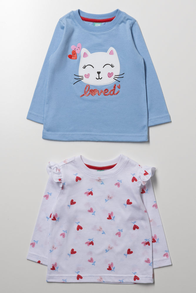 2 Pack Cat Long Sleeve T-Shirts Blue