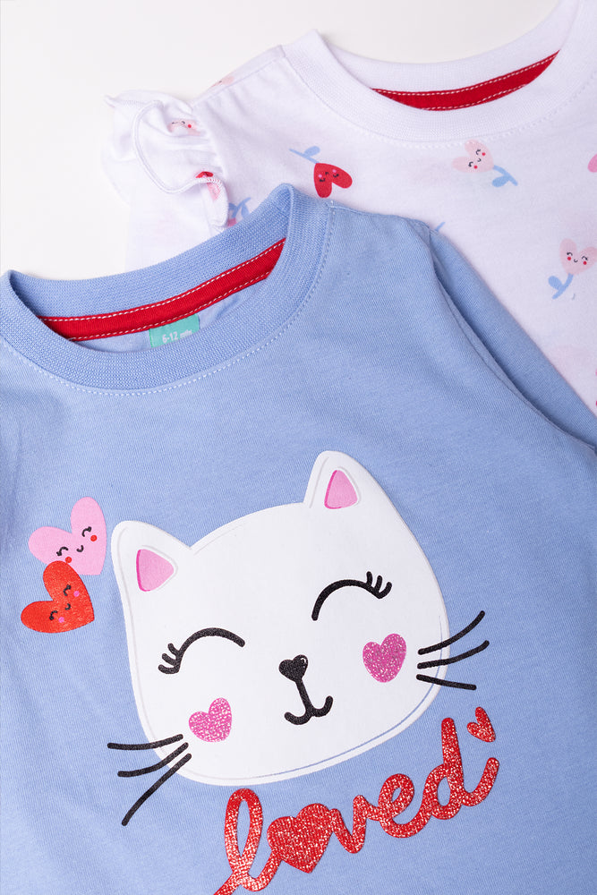 2 Pack Cat Long Sleeve T-Shirts Blue