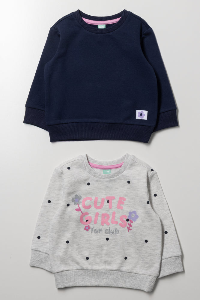 2 Pack Crew Neck Tracktops Navy And Grey