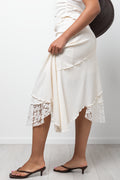 Asymmetrical Crinkle Skirt White (1)