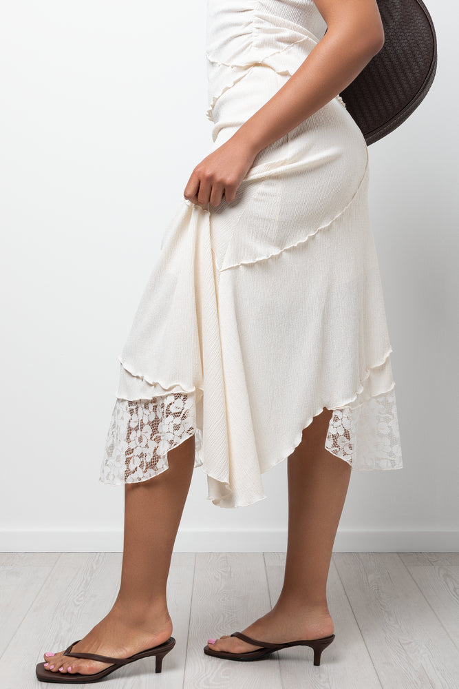 Asymmetrical Crinkle Skirt White (1)