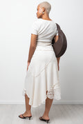 Asymmetrical Crinkle Skirt White (2)
